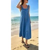 image:imageCHARTOU Womens Summer Linen Midi Dress Ruffle Sleeveless Casual Loose Long Tank Dress Beach Cover Up Sundress with PocketsBlue
