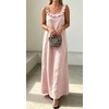 image:imageCHARTOU Womens Summer Linen Midi Dress Ruffle Sleeveless Casual Loose Long Tank Dress Beach Cover Up Sundress with PocketsPink