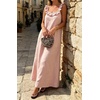 image:imageCHARTOU Womens Summer Linen Midi Dress Ruffle Sleeveless Casual Loose Long Tank Dress Beach Cover Up Sundress with PocketsPink