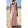 image:imageCHARTOU Womens Summer Linen Midi Dress Ruffle Sleeveless Casual Loose Long Tank Dress Beach Cover Up Sundress with PocketsPink