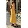 image:imageCHARTOU Womens Summer Linen Midi Dress Ruffle Sleeveless Casual Loose Long Tank Dress Beach Cover Up Sundress with PocketsYellow