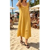 image:imageCHARTOU Womens Summer Linen Midi Dress Ruffle Sleeveless Casual Loose Long Tank Dress Beach Cover Up Sundress with PocketsYellow