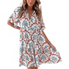 image:imageCHARTOU Women 2025 Tie Front Boho Beach Vacation Dress Short Sleeve Ruffle Floral Babydoll DressRed