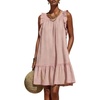 image:imageCHARTOU Women Flatter Sleeve Shift Dress Summer Ruffle Hem Casual Loose Tunic Dress with PocketsPink