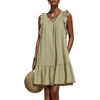 image:imageCHARTOU Women Flatter Sleeve Shift Dress Summer Ruffle Hem Casual Loose Tunic Dress with PocketsSage Green