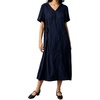 image:imageCHARTOU Women Linen Blend Shift Dress Tie Side Casual Loose Tunic Summer Midi DressNavy
