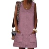 image:imageCHARTOU Women Sleeveless Denim Dress Short Jean Overall Summer Shift Mini Dress Western Tank Jumper Dress PocketPink