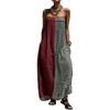 image:imageCHARTOU Women Spaghetti Strap Long Maxi Dress Contrast Striped Beach Vacation DressWine