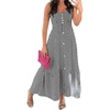 image:imageCHARTOU Women Striped Summer Long Dress Sleeveless Front Button Flowy Maxi SundressBlack