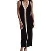image:imageCHARTOU Women Summer Sleeveless Contrast Color Maxi Dress Knitted V Neck Button Down Bodycon Long DressBlack