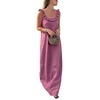 image:imageCHARTOU Womens Summer Linen Midi Dress Ruffle Sleeveless Casual Loose Long Tank Dress Beach Cover Up Sundress with PocketsPurple