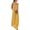 image:imageCHARTOU Womens Summer Linen Midi Dress Ruffle Sleeveless Casual Loose Long Tank Dress Beach Cover Up Sundress with PocketsYellow