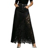image:imageCHARTOU Women Lace Patchwork Jean Skirts Boho Floral Embroidered Denim Long SkirtWhite