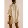 image:imageCHARTOU Women Loose Fit Cotton Linen Rompers V Neck Short Sleeve Wide Leg Ruffle Shorts Jumpsuit with PocketsApricot