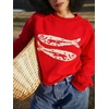 image:imageCHARTOU Lightweight Sweaters for Women Roll Neck Cute Fish Graphic Knit PulloversRed