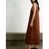 image:imageCHARTOU Polka Dot Denim Overalls Dress for Women Y2k Adjustable Strap Loose Maxi Long Jean DressChocolate Brown