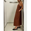 image:imageCHARTOU Polka Dot Denim Overalls Dress for Women Y2k Adjustable Strap Loose Maxi Long Jean DressChocolate Brown