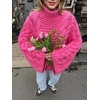 image:imageCHARTOU Women Chunky Cable Knit Sweater Oversized Crewneck Pullover Sweater Fall Long Sleeve Tunic KnitwearPink