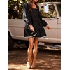image:imageCHARTOU Women Denim Mini Dress Long Sleeve Back Zip Contrast Trim Babydoll Tiered Jean Dress with PocketsBlack