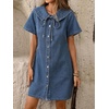 image:imageCHARTOU Women Denim Mini Dress Summer Button Down Tie Front Preppy Shift Jean DressBlue