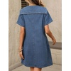 image:imageCHARTOU Women Denim Mini Dress Summer Button Down Tie Front Preppy Shift Jean DressBlue