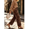 image:imageCHARTOU Women High Waisted Wide Leg Jeans Casual Stretchy Raw Hem Cropped Denim PantsPaisley Brown