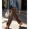image:imageCHARTOU Women High Waisted Wide Leg Jeans Casual Stretchy Raw Hem Cropped Denim PantsPaisley Brown