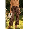 image:imageCHARTOU Women High Waisted Wide Leg Jeans Casual Stretchy Raw Hem Cropped Denim PantsPaisley Brown