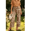 image:imageCHARTOU Women High Waisted Wide Leg Jeans Casual Stretchy Raw Hem Cropped Denim PantsPaisley Khaki