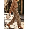 image:imageCHARTOU Women High Waisted Wide Leg Jeans Casual Stretchy Raw Hem Cropped Denim PantsPaisley Khaki