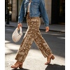 image:imageCHARTOU Women High Waisted Wide Leg Jeans Casual Stretchy Raw Hem Cropped Denim PantsPaisley Khaki