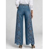 image:imageCHARTOU Women Lace Patchwork Jeans Baggy Floral Denim Wide Leg Pants with PocketsBlue