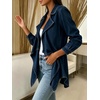 image:imageCHARTOU Women Leopard Denim Jacket Long Sleeve Open Front Patchwork Cardigan CoatDark Blue