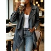 image:imageCHARTOU Women Leopard Denim Jacket Long Sleeve Open Front Patchwork Cardigan CoatDark Grey