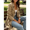 image:imageCHARTOU Women Leopard Denim Jacket Long Sleeve Open Front Patchwork Cardigan CoatKhaki