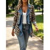 image:imageCHARTOU Women Leopard Denim Jacket Long Sleeve Open Front Patchwork Cardigan CoatLeopard