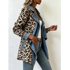 image:imageCHARTOU Women Leopard Denim Jacket Long Sleeve Open Front Patchwork Cardigan CoatLeopard