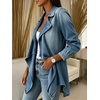 image:imageCHARTOU Women Leopard Denim Jacket Long Sleeve Open Front Patchwork Cardigan CoatLight Blue