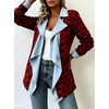 image:imageCHARTOU Women Leopard Denim Jacket Long Sleeve Open Front Patchwork Cardigan CoatRed Leopard