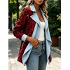 image:imageCHARTOU Women Leopard Denim Jacket Long Sleeve Open Front Patchwork Cardigan CoatRed Leopard