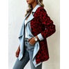 image:imageCHARTOU Women Leopard Denim Jacket Long Sleeve Open Front Patchwork Cardigan CoatRed Leopard