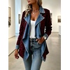 image:imageCHARTOU Women Leopard Denim Jacket Long Sleeve Open Front Patchwork Cardigan CoatWine Leopard