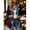 image:imageCHARTOU Women Leopard Denim Jacket Long Sleeve Open Front Patchwork Cardigan CoatWine Leopard