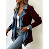 image:imageCHARTOU Women Leopard Denim Jacket Long Sleeve Open Front Patchwork Cardigan CoatWine Leopard