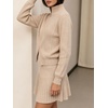 image:imageCHARTOU Women Rib Two Pieces Skirt Sets Long Sleeve Cardigan Sweater Pleated Mini SkirtKhaki