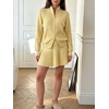 image:imageCHARTOU Women Rib Two Pieces Skirt Sets Long Sleeve Cardigan Sweater Pleated Mini SkirtYellow