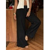 image:imageCHARTOU Women Ruffle Wide Leg Denim Pants High Waist Side Bow Tie Straight Baggy Jeans with PocketsBlack