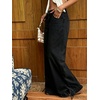 image:imageCHARTOU Women Ruffle Wide Leg Denim Pants High Waist Side Bow Tie Straight Baggy Jeans with PocketsBlack