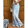 image:imageCHARTOU Women Ruffle Wide Leg Denim Pants High Waist Side Bow Tie Straight Baggy Jeans with PocketsLight Blue