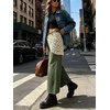 image:imageCHARTOU Women Wide Leg Capri Jeans with Detachable Crochet Lace Wrap Scarf Y2K Denim PantsGreen
